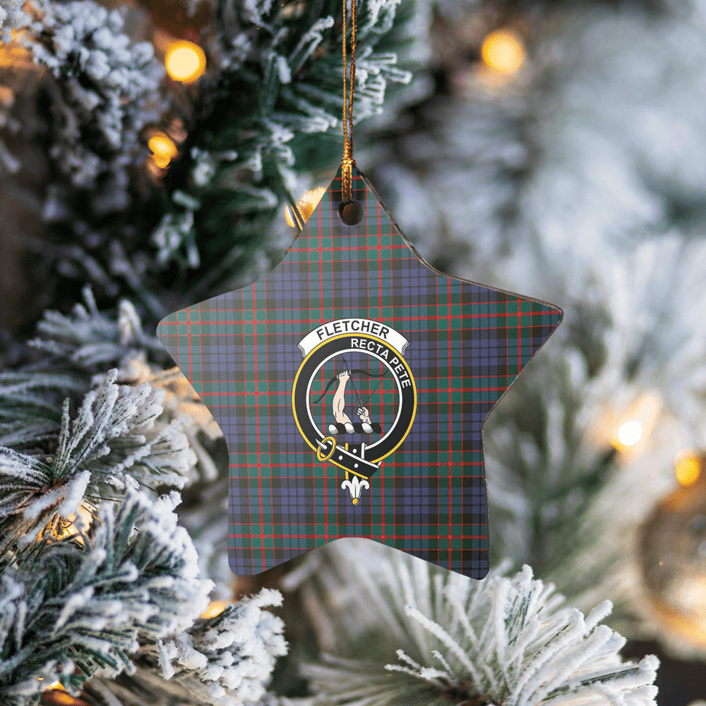 Clan Fletcher of Dunans Tartan Crest Star Ceramic Ornament UV57 Fletcher of Dunans Tartan Tartan Christmas   