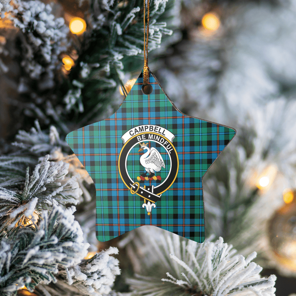 Clan Campbell of Cawdor Ancient Tartan Crest Star Ceramic Ornament AH42 Campbell of Cawdor Ancient Tartan Tartan Christmas   