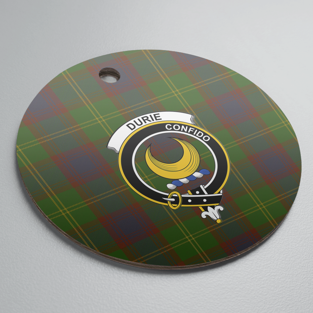 Clan Durie Tartan Crest Round Ceramic Ornament QT40 Durie Tartan Tartan Christmas   