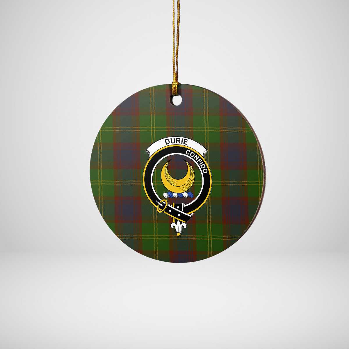 Clan Durie Tartan Crest Round Ceramic Ornament QT40 Durie Tartan Tartan Christmas   