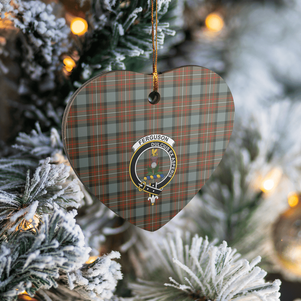 Clan Fergusson Weathered Tartan Crest Heart Ceramic Ornament HM34 Fergusson Weathered Tartan Tartan Christmas   