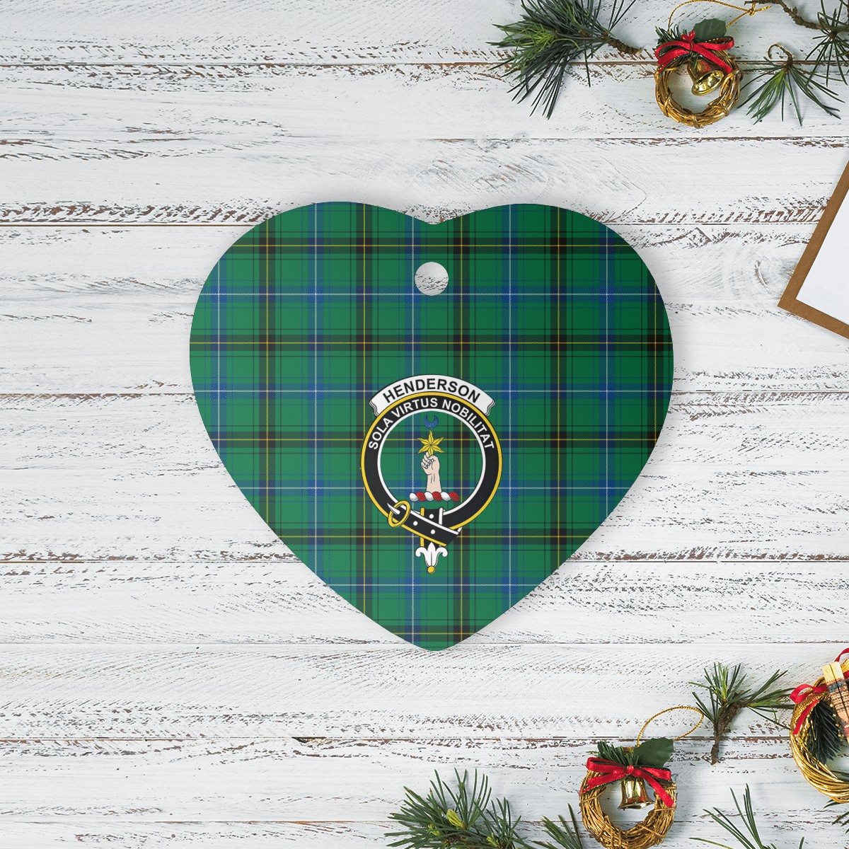 Clan Henderson Ancient Tartan Crest Heart Ceramic Ornament DG35 Henderson Ancient Tartan Tartan Christmas   