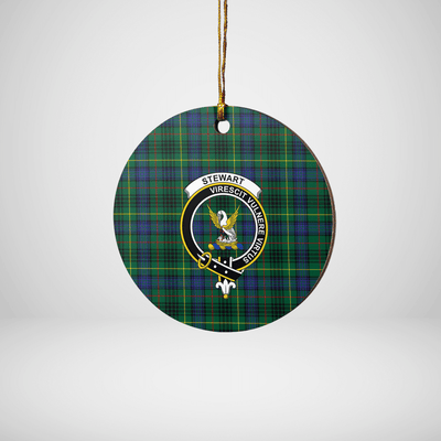 Clan Stewart Hunting Modern Tartan Crest Round Ceramic Ornament