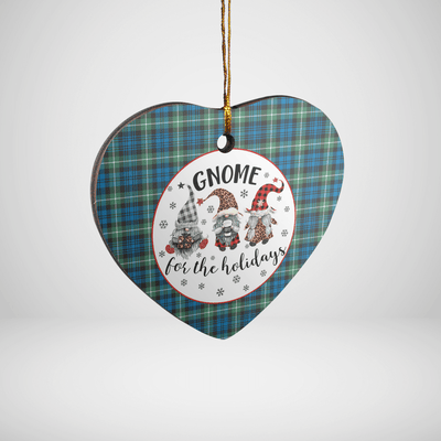 Clan Lamont Ancient Tartan Tartan Crest Gnome Heart Ceramic Ornament