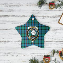 Clan Campbell of Cawdor Ancient Tartan Crest Star Ceramic Ornament AH42 Campbell of Cawdor Ancient Tartan Tartan Christmas   