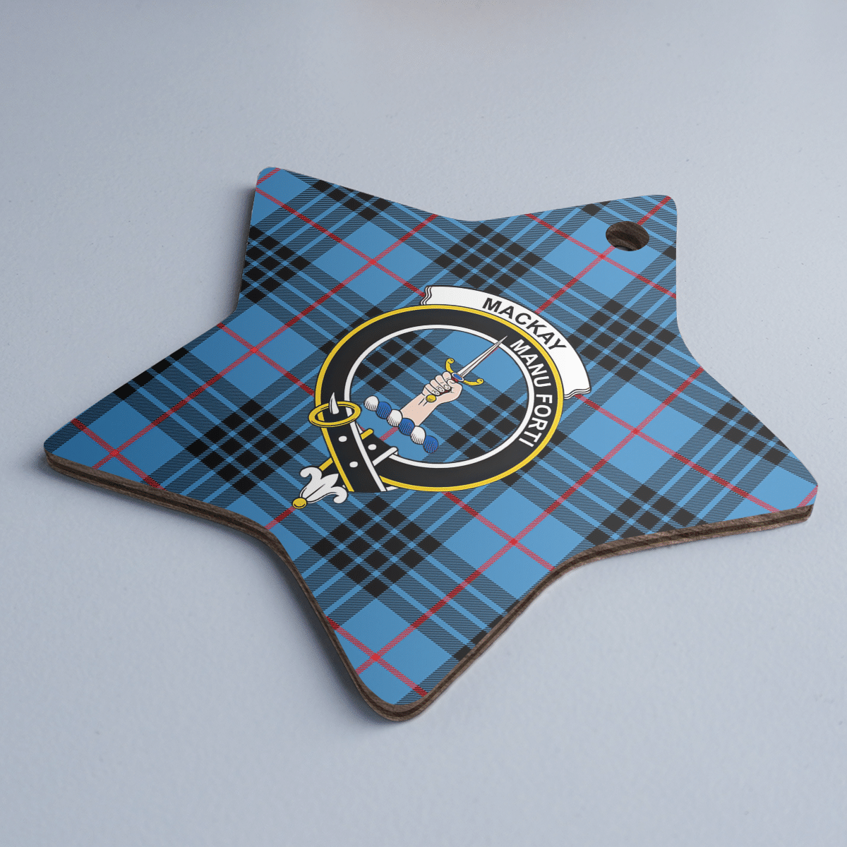 Clan MacKay Blue Tartan Crest Star Ceramic Ornament AM48 MacKay Blue Tartan Tartan Christmas   