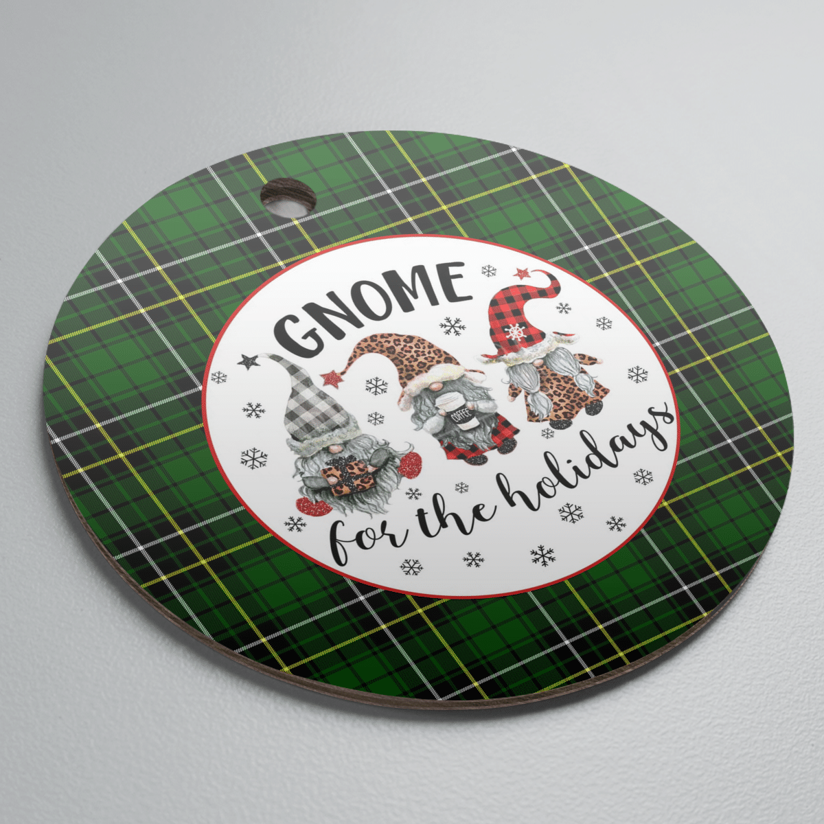Clan MacAlpine Modern Tartan Tartan Crest Gnome Round Ceramic Ornament XV66 MacAlpine Modern Tartan Tartan Christmas   