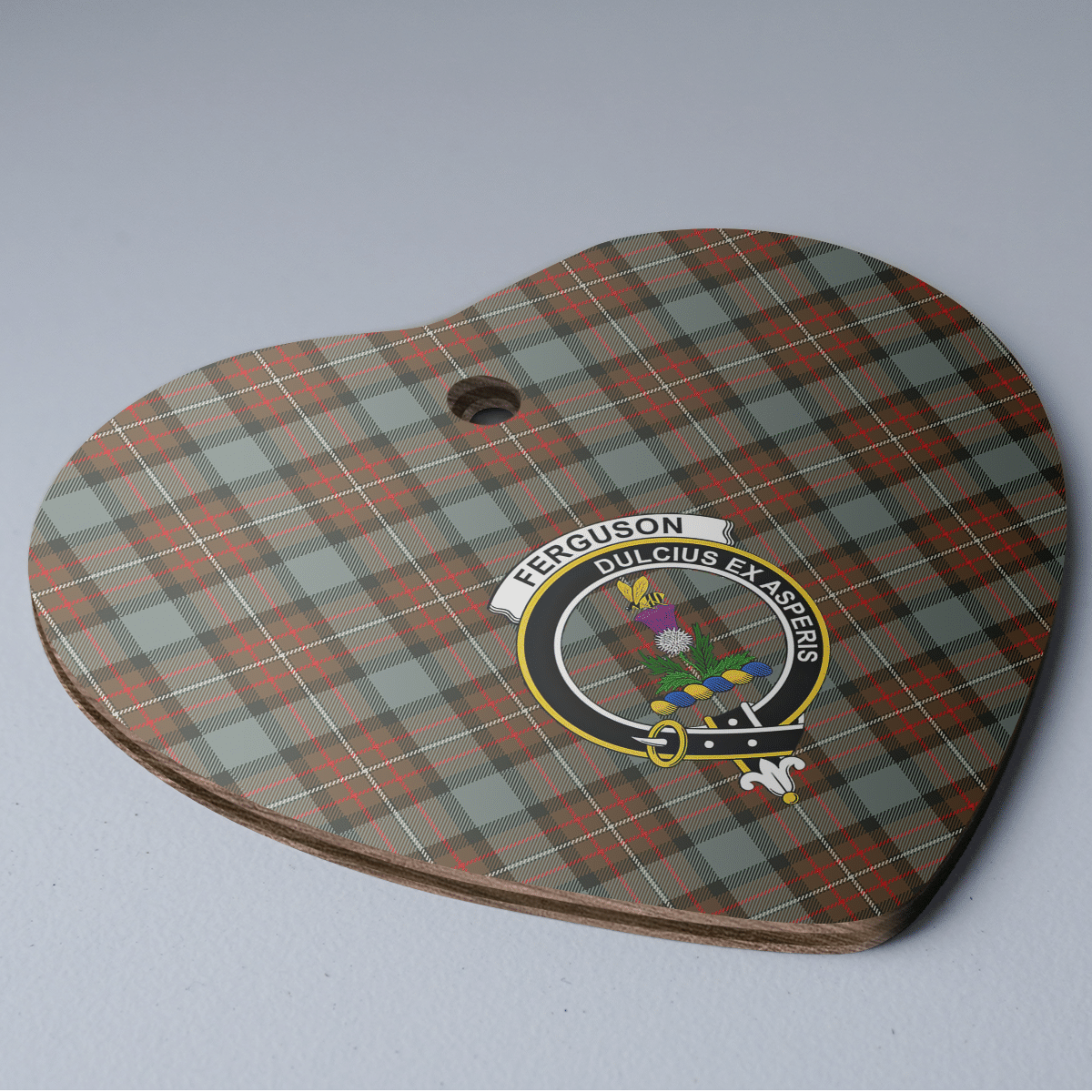 Clan Fergusson Weathered Tartan Crest Heart Ceramic Ornament HM34 Fergusson Weathered Tartan Tartan Christmas   