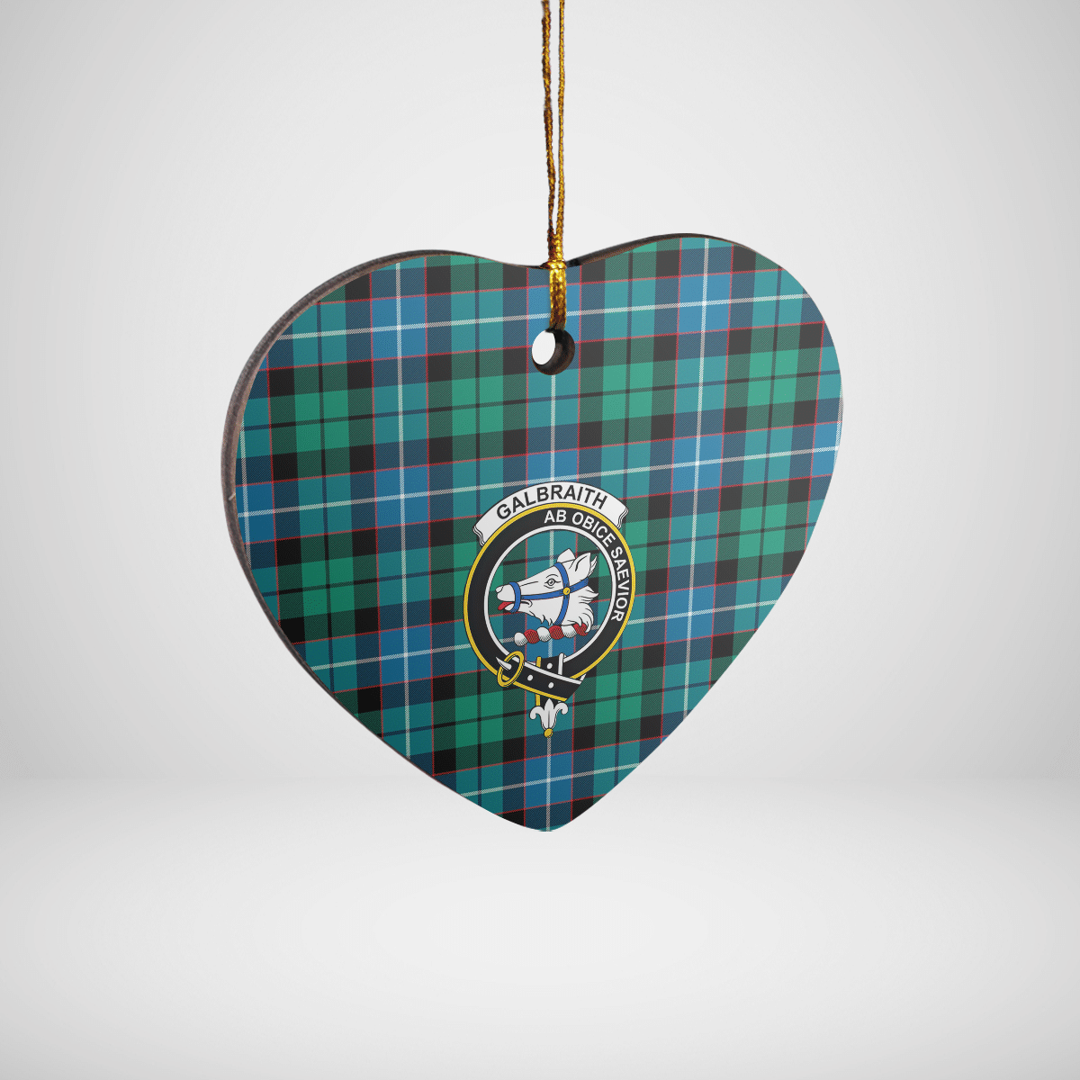 Clan Galbraith Ancient Tartan Crest Heart Ceramic Ornament HY61 Galbraith Ancient Tartan Tartan Christmas   