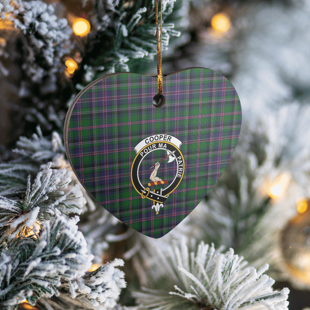 Clan Cooper Modern Tartan Crest Heart Ceramic Ornament VV76 Cooper Modern Tartan Tartan Christmas   