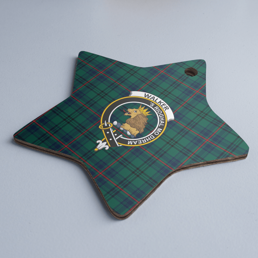 Clan Walker Tartan Crest Star Ceramic Ornament MJ37 Walker Tartan Tartan Christmas   