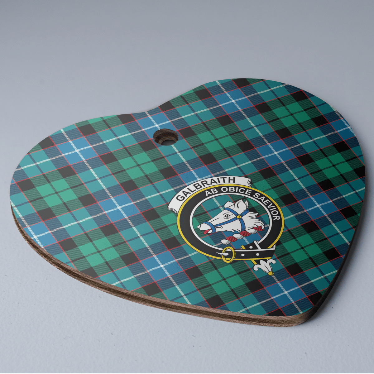 Clan Galbraith Ancient Tartan Crest Heart Ceramic Ornament HY61 Galbraith Ancient Tartan Tartan Christmas   