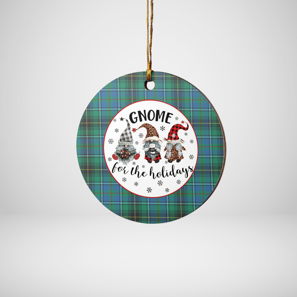 Clan MacInnes Ancient Tartan Tartan Crest Gnome Round Ceramic Ornament TB48 MacInnes Ancient Tartan Tartan Christmas   