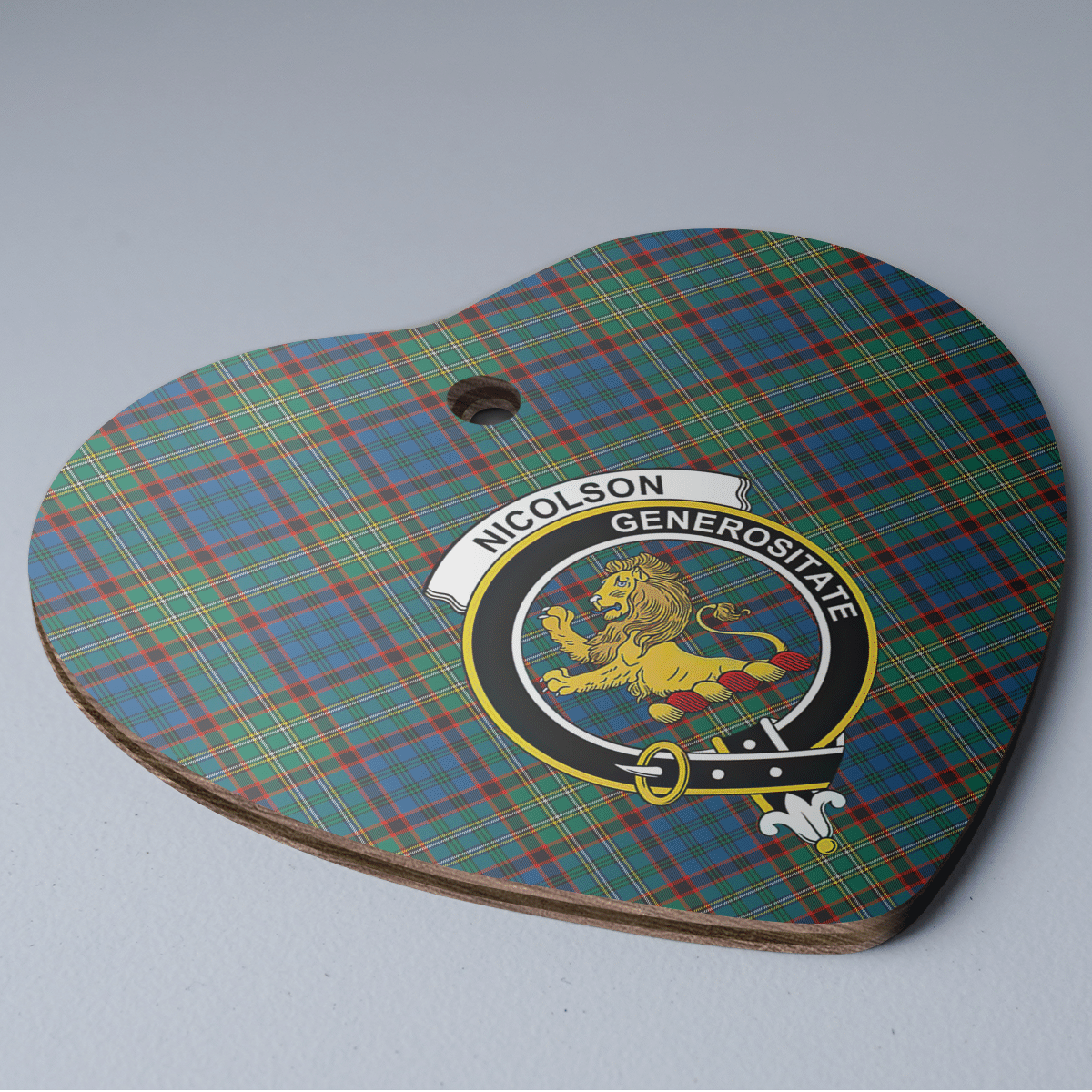 Clan Nicolson Hunting Ancient Tartan Crest Heart Ceramic Ornament IW89 Nicolson Hunting Ancient Tartan Tartan Christmas   