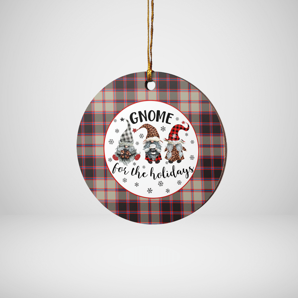 Clan MacPherson Hunting Ancient Tartan Tartan Crest Gnome Round Ceramic Ornament KS21 MacPherson Hunting Ancient Tartan Tartan Christmas   