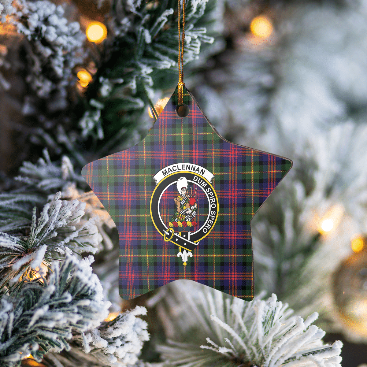 Clan MacLennan Tartan Crest Star Ceramic Ornament UO20 MacLennan Tartan Tartan Christmas   