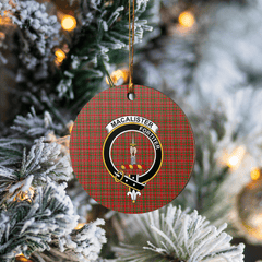 Clan MacAlister Tartan Crest Round Ceramic Ornament KA64 MacAlister Tartan Tartan Christmas   