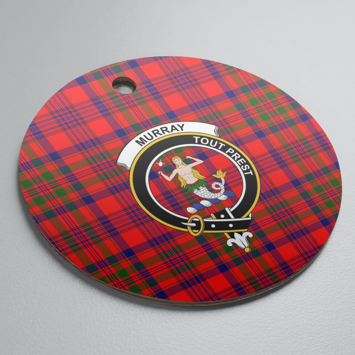 Clan Murray of Tulloch Modern Tartan Crest Round Ceramic Ornament DM70 Murray of Tulloch Modern Tartan Tartan Christmas   