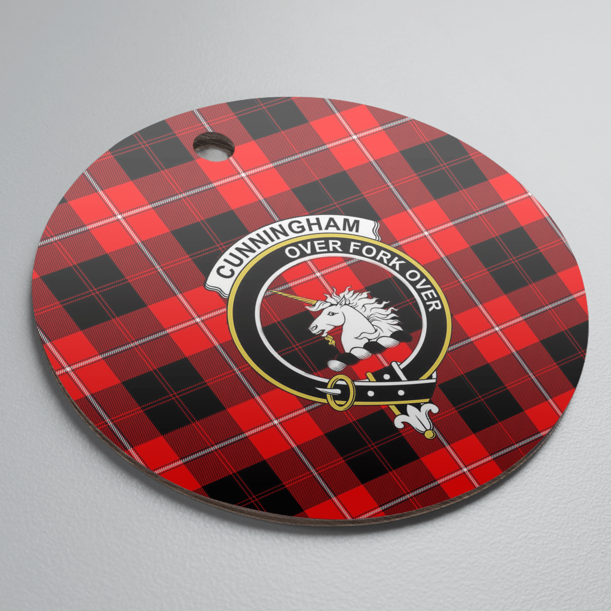 Clan Cunningham Modern Tartan Crest Round Ceramic Ornament RE33 Cunningham Modern Tartan Tartan Christmas   