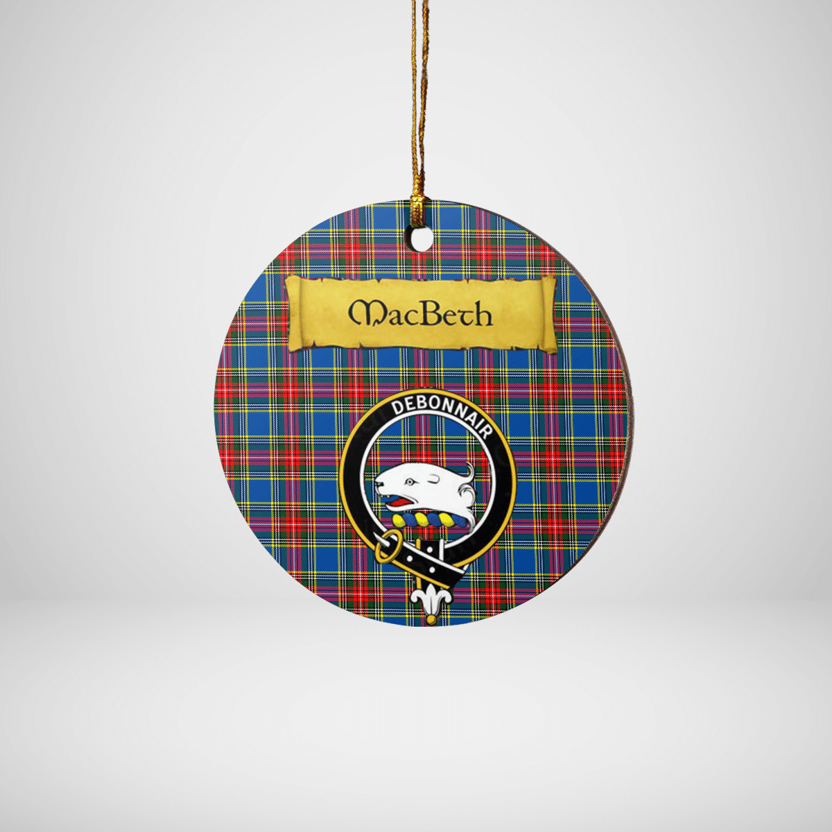 Clan MacBeth Modern Tartan Crest Round Ceramic Ornament YT24 MacBeth Modern Tartan Tartan Christmas   