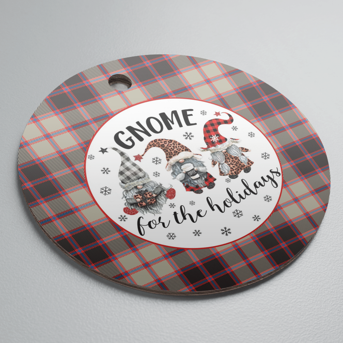 Clan MacPherson Hunting Ancient Tartan Tartan Crest Gnome Round Ceramic Ornament KS21 MacPherson Hunting Ancient Tartan Tartan Christmas   