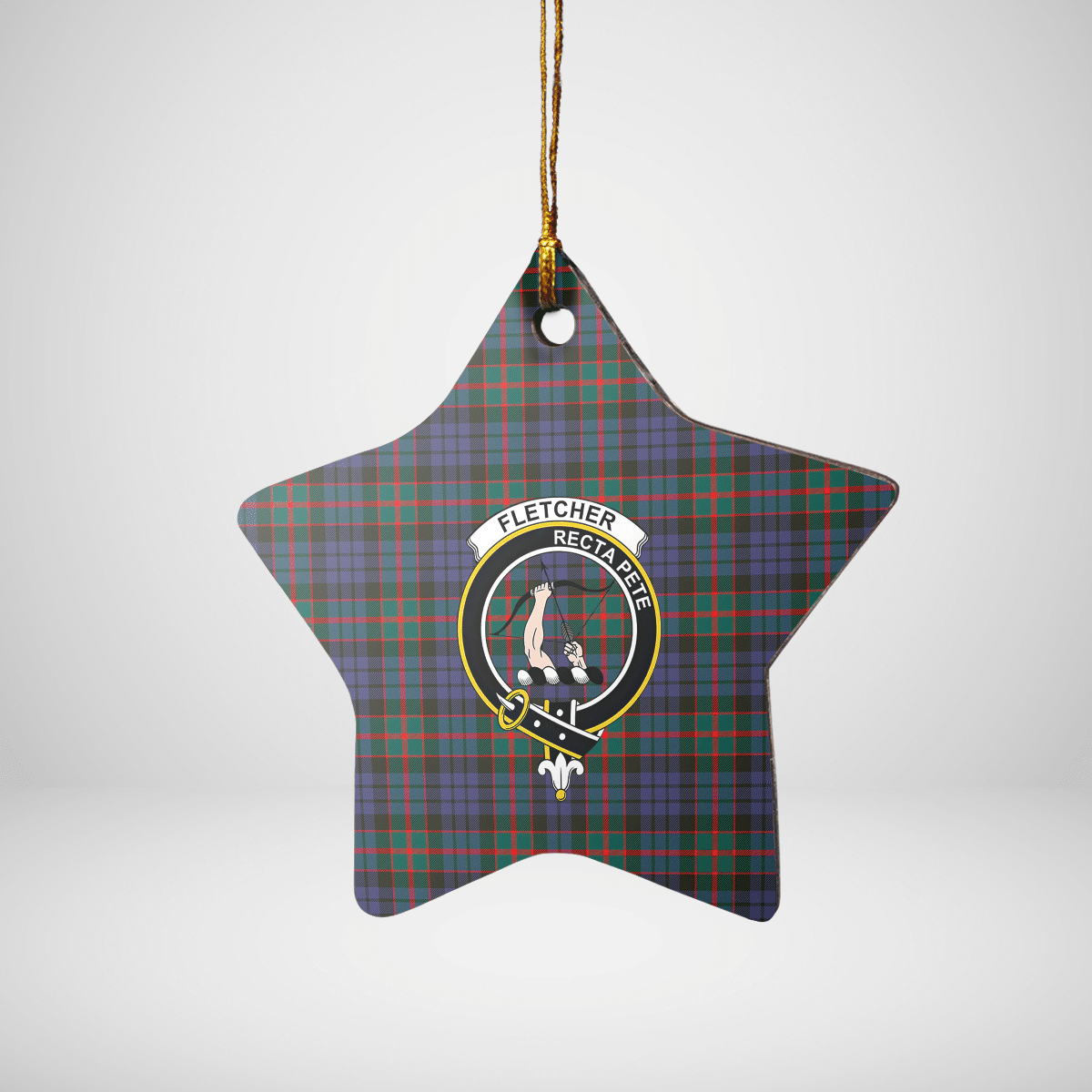 Clan Fletcher of Dunans Tartan Crest Star Ceramic Ornament UV57 Fletcher of Dunans Tartan Tartan Christmas   
