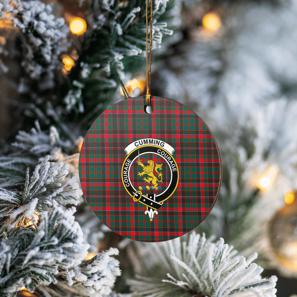 Clan Cumming Hunting Modern Tartan Crest Round Ceramic Ornament TE94 Cumming Hunting Modern Tartan Tartan Christmas   