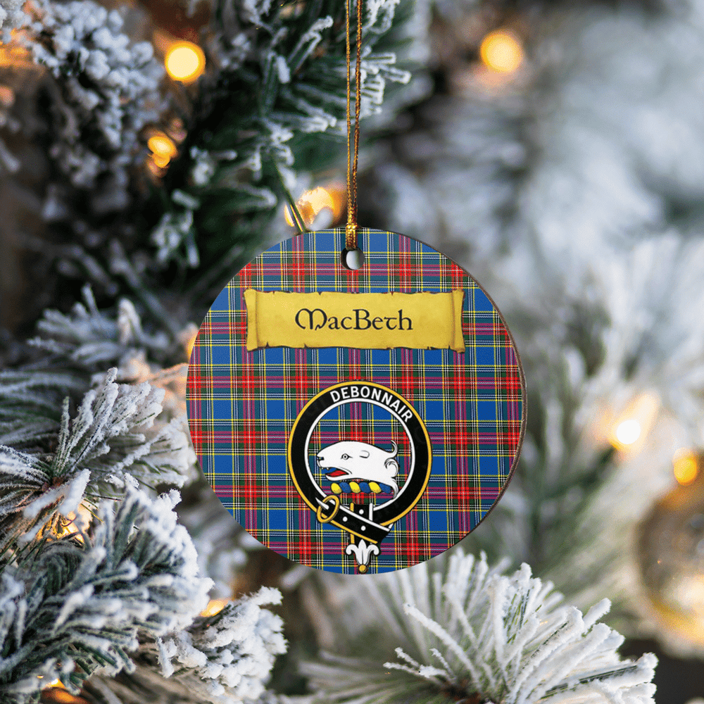 Clan MacBeth Modern Tartan Crest Round Ceramic Ornament YT24 MacBeth Modern Tartan Tartan Christmas   