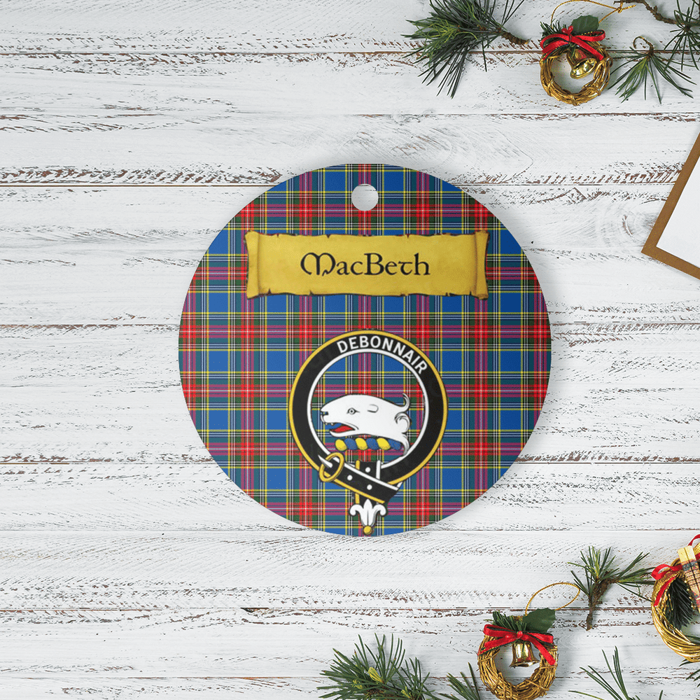 Clan MacBeth Modern Tartan Crest Round Ceramic Ornament YT24 MacBeth Modern Tartan Tartan Christmas   