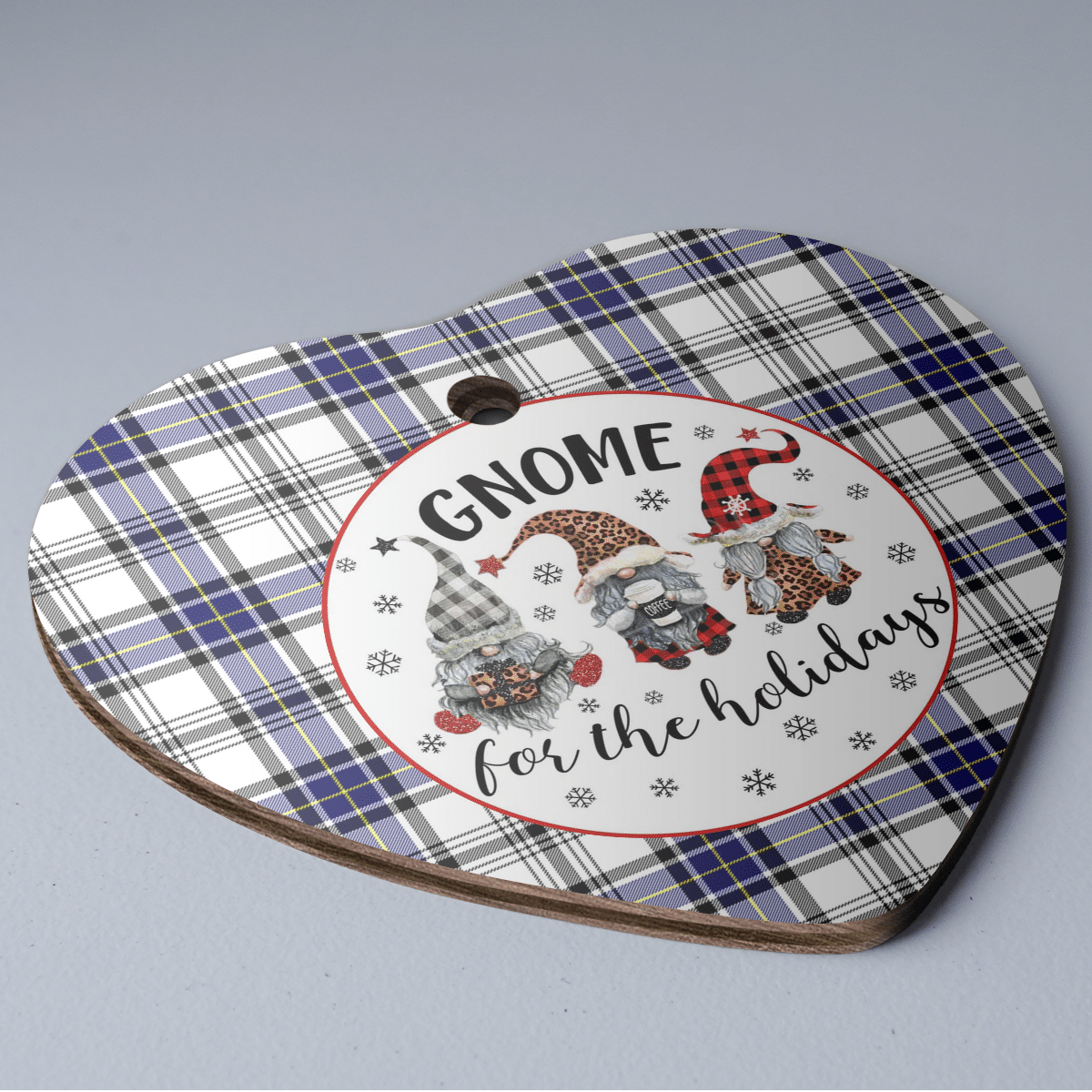 Clan Hannay Tartan Tartan Crest Gnome Heart Ceramic Ornament SF42 Hannay Tartan Tartan Christmas   