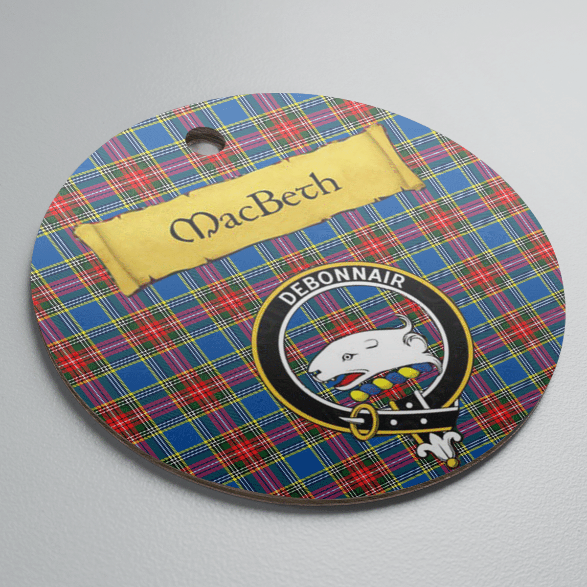 Clan MacBeth Modern Tartan Crest Round Ceramic Ornament YT24 MacBeth Modern Tartan Tartan Christmas   
