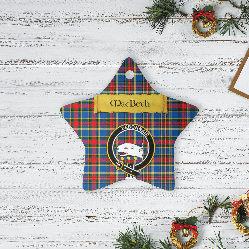 Clan MacBeth Modern Tartan Crest Star Ceramic Ornament LZ39 MacBeth Modern Tartan Tartan Christmas   