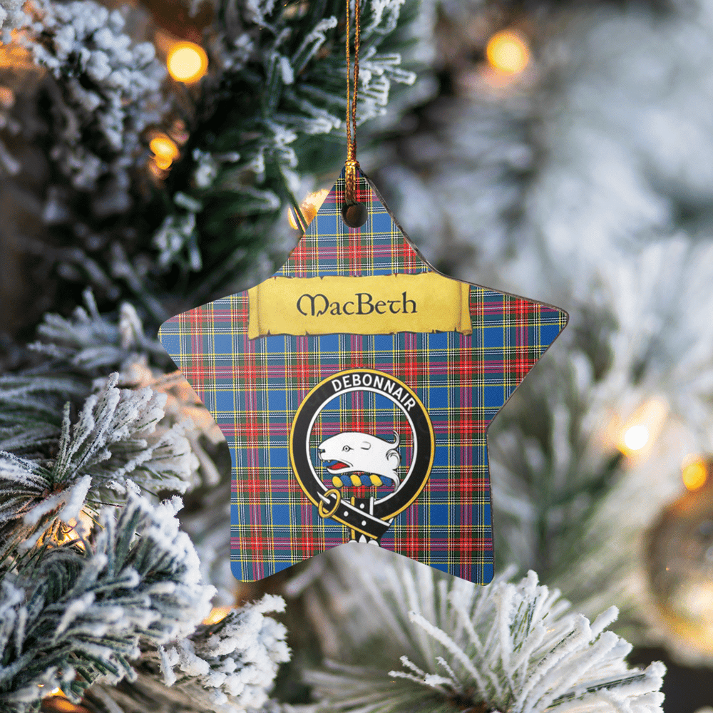 Clan MacBeth Modern Tartan Crest Star Ceramic Ornament LZ39 MacBeth Modern Tartan Tartan Christmas   
