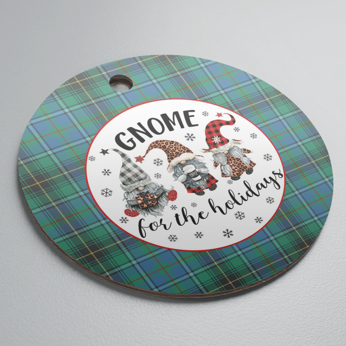Clan MacInnes Ancient Tartan Tartan Crest Gnome Round Ceramic Ornament TB48 MacInnes Ancient Tartan Tartan Christmas   