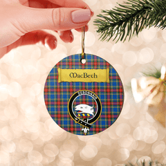 Clan MacBeth Modern Tartan Crest Round Ceramic Ornament YT24 MacBeth Modern Tartan Tartan Christmas   