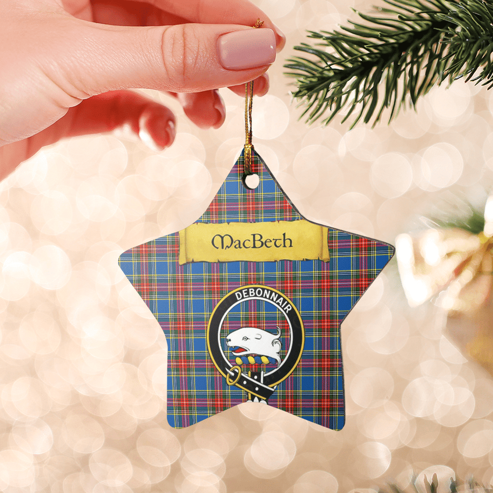 Clan MacBeth Modern Tartan Crest Star Ceramic Ornament LZ39 MacBeth Modern Tartan Tartan Christmas   