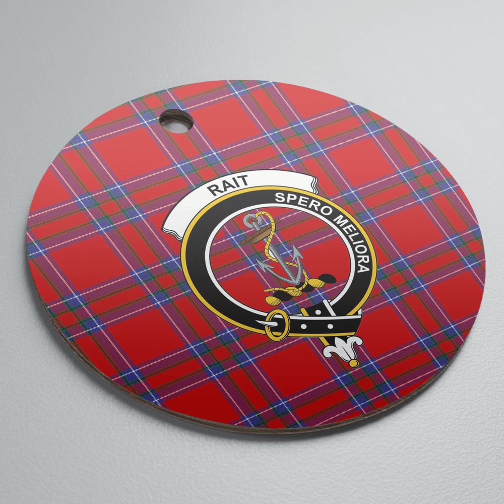 Clan Rait Inverness Tartan Crest Round Ceramic Ornament IV67 Rait Inverness Tartan Tartan Christmas   