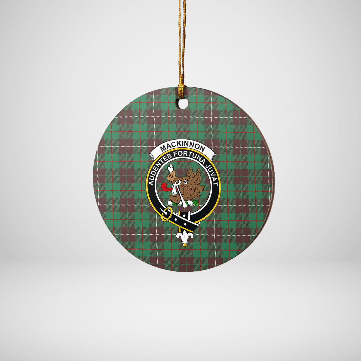 Clan MacKinnon Hunting Ancient Tartan Crest Round Ceramic Ornament NY61 MacKinnon Hunting Ancient Tartan Tartan Christmas   