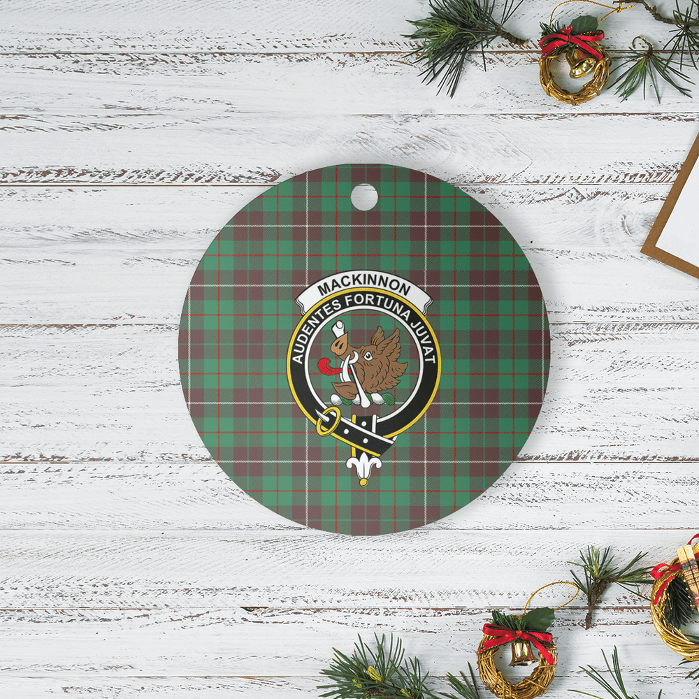 Clan MacKinnon Hunting Ancient Tartan Crest Round Ceramic Ornament NY61 MacKinnon Hunting Ancient Tartan Tartan Christmas   