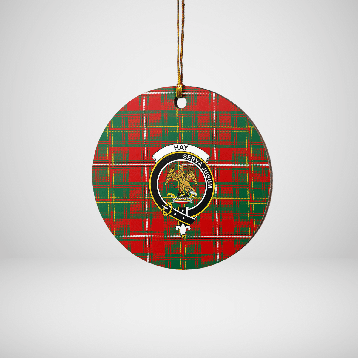 Clan Hay Ancient Tartan Crest Round Ceramic Ornament ZP86 Hay Ancient Tartan Tartan Christmas   