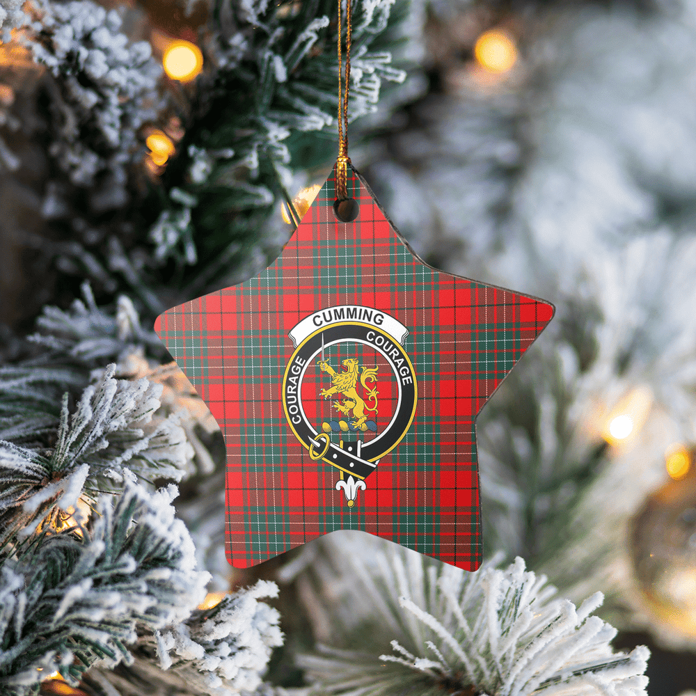 Clan Cumming Modern Tartan Crest Star Ceramic Ornament EU91 Cumming Modern Tartan Tartan Christmas   