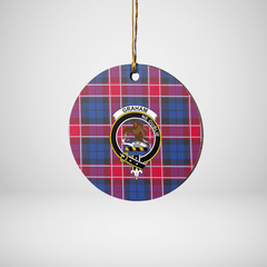 Clan Graham of Menteith Red Tartan Crest Round Ceramic Ornament XL40 Graham of Menteith Red Tartan Tartan Christmas   