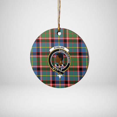 Clan Stirling (of Keir) Tartan Crest Round Ceramic Ornament WW82