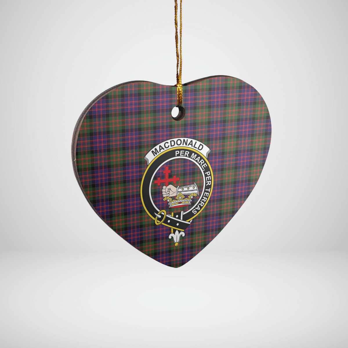 Clan MacDonald Modern Tartan Crest Heart Ceramic Ornament ZJ14 MacDonald Modern Tartan Tartan Christmas   
