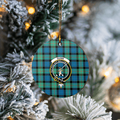 Clan Gunn Ancient Tartan Crest Round Ceramic Ornament WT85 Gunn Ancient Tartan Tartan Christmas   