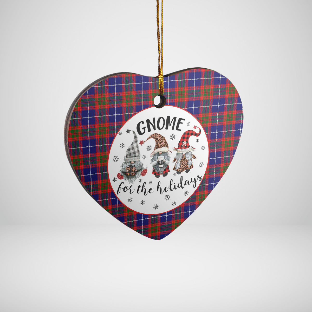 Clan Edinburgh District Tartan Tartan Crest Gnome Heart Ceramic Ornament UA77 Edinburgh District Tartan Tartan Christmas   