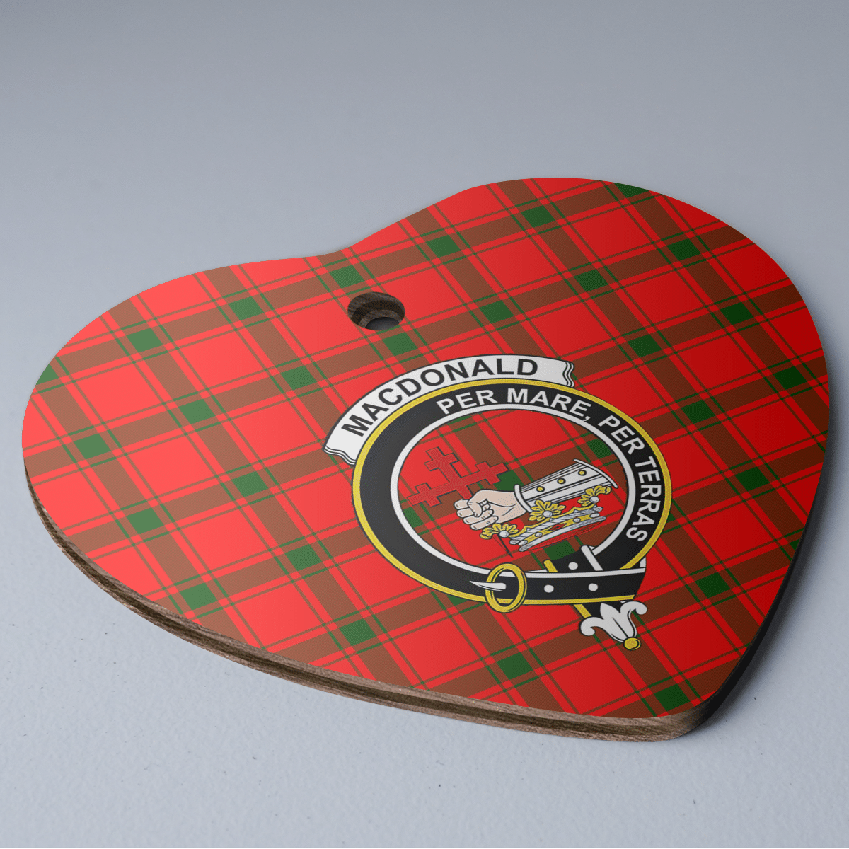Clan MacDonald of Sleat Tartan Crest Heart Ceramic Ornament KX59 MacDonald of Sleat Tartan Tartan Christmas   