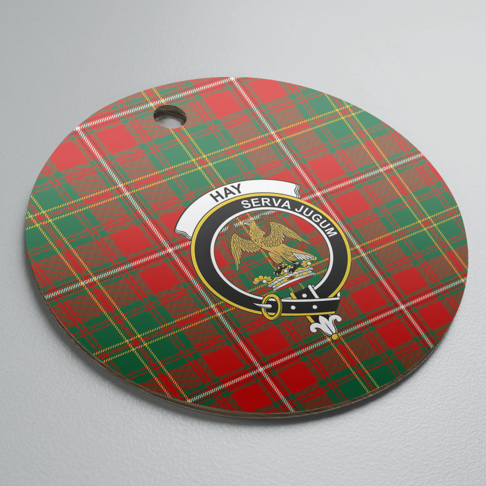 Clan Hay Ancient Tartan Crest Round Ceramic Ornament ZP86 Hay Ancient Tartan Tartan Christmas   