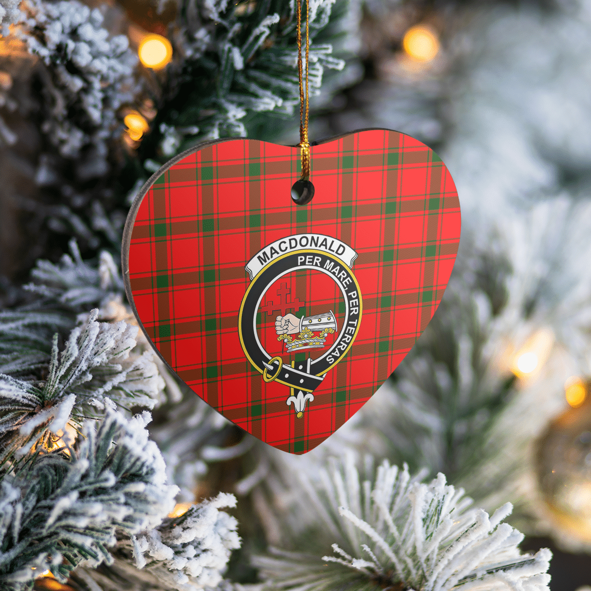 Clan MacDonald of Sleat Tartan Crest Heart Ceramic Ornament KX59 MacDonald of Sleat Tartan Tartan Christmas   