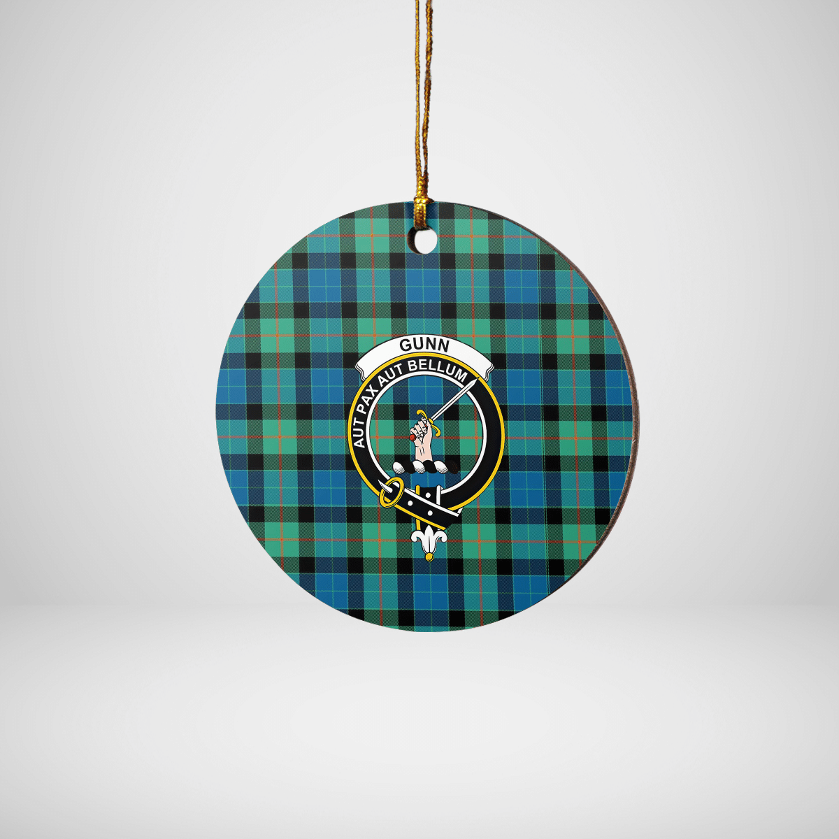 Clan Gunn Ancient Tartan Crest Round Ceramic Ornament WT85 Gunn Ancient Tartan Tartan Christmas   